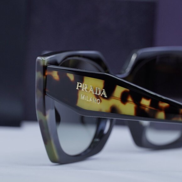 Prada PR15WSF 3890A7 Square Sunglasses Black & Havana/Grey Gradient